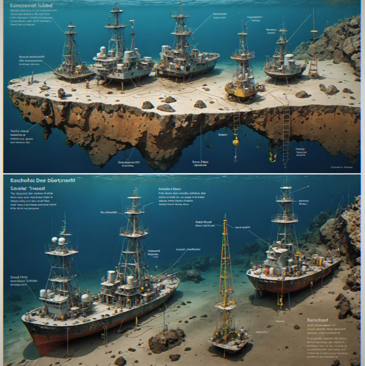 Chart legend showing what different seabed types look like—mud, sand, rock all color-coded